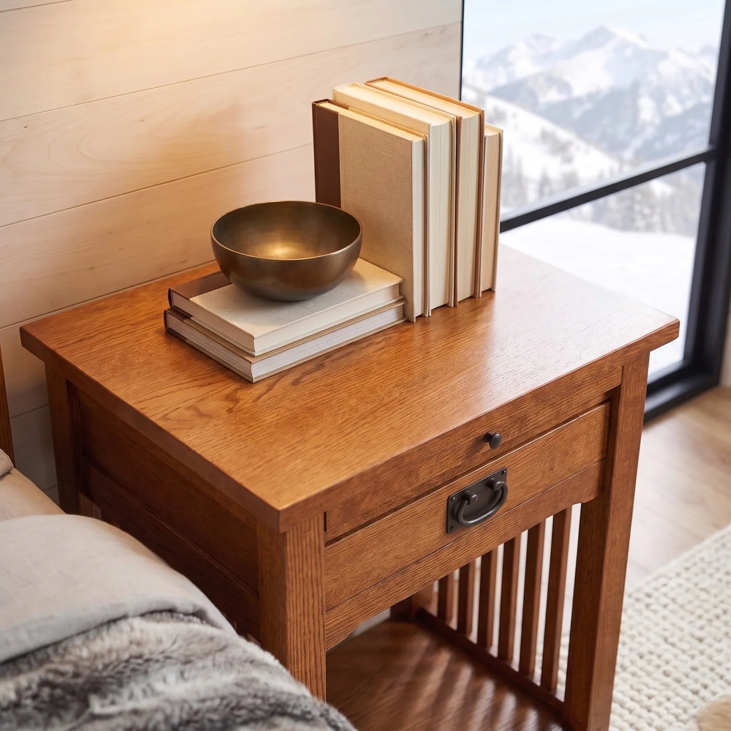 Mission 1-Drawer Tray Nightstand - Antique Brown