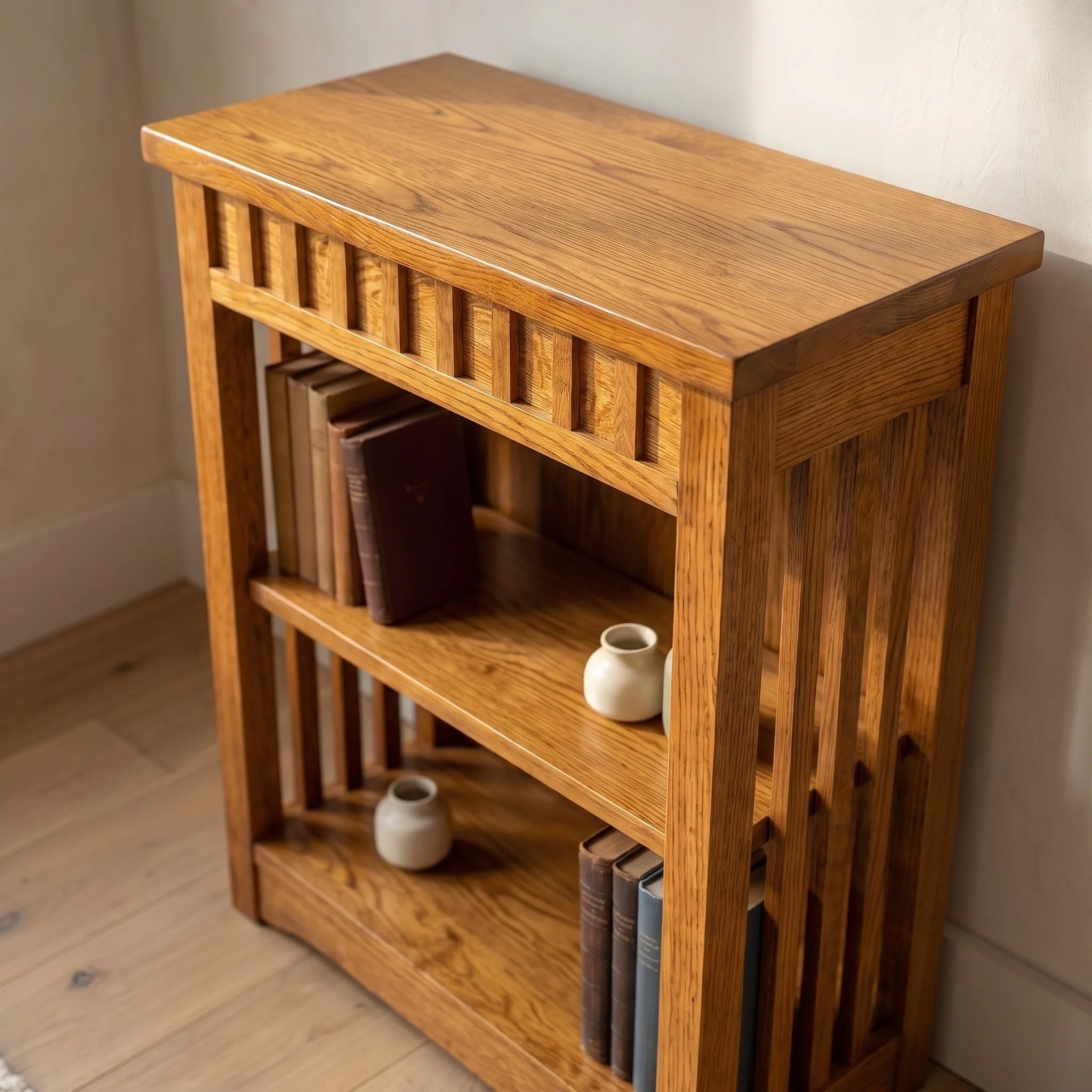 30" Bookcase - Solid Oak — detail view