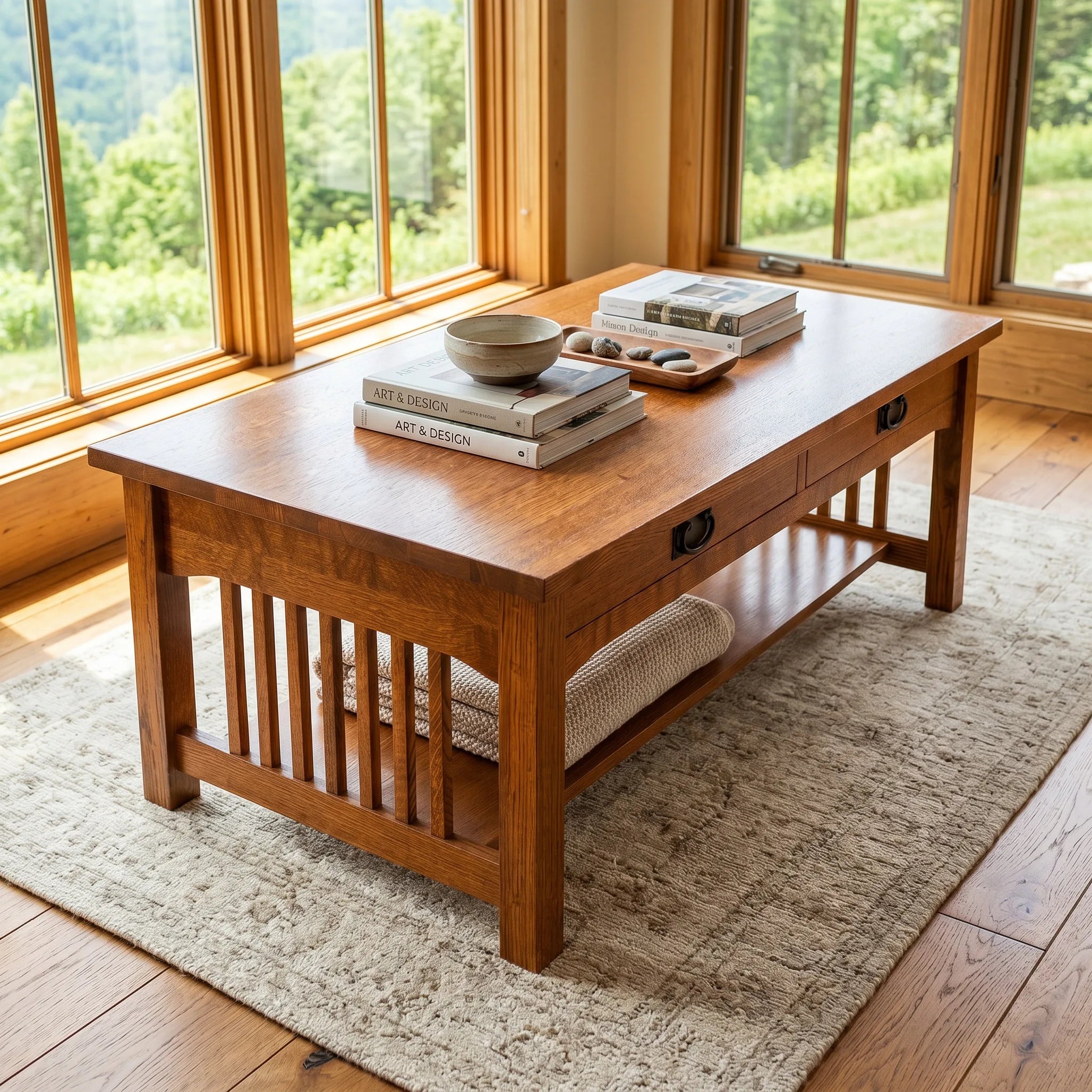 Mission Coffee Table - Antique Brown — top-down view