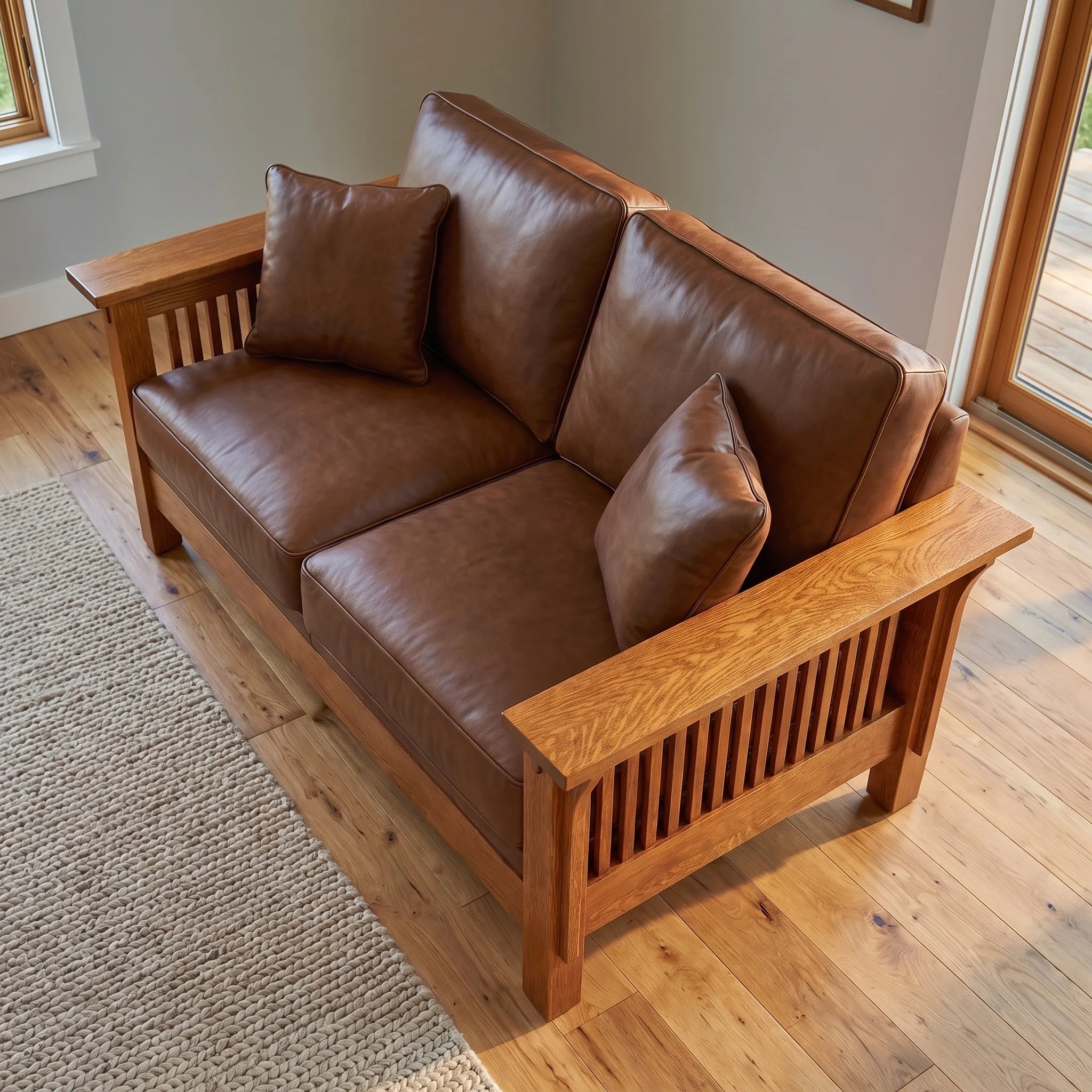 Loveseat - Solid Oak — top-down view