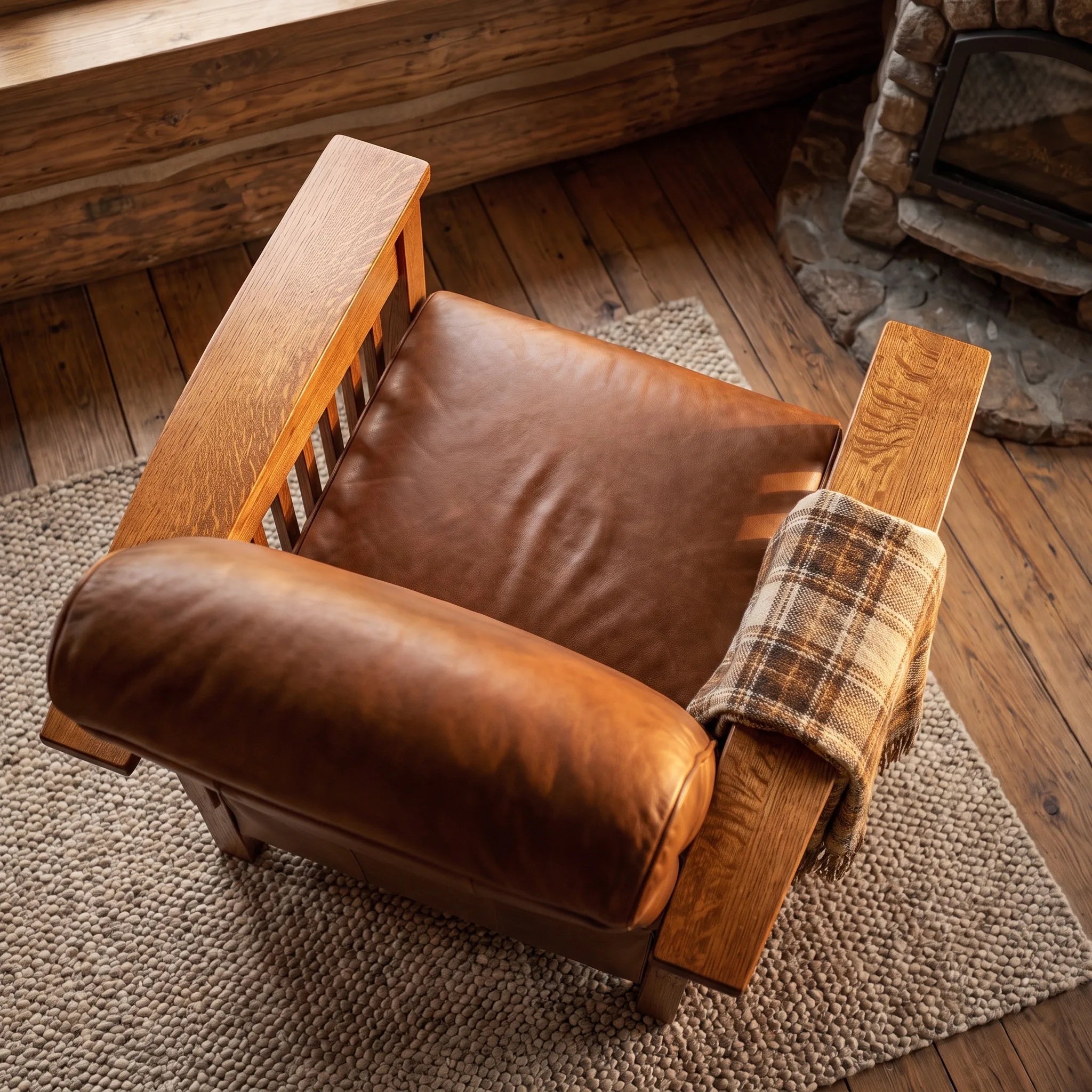 Mission Spindle Recliner - Solid Oak — top-down view