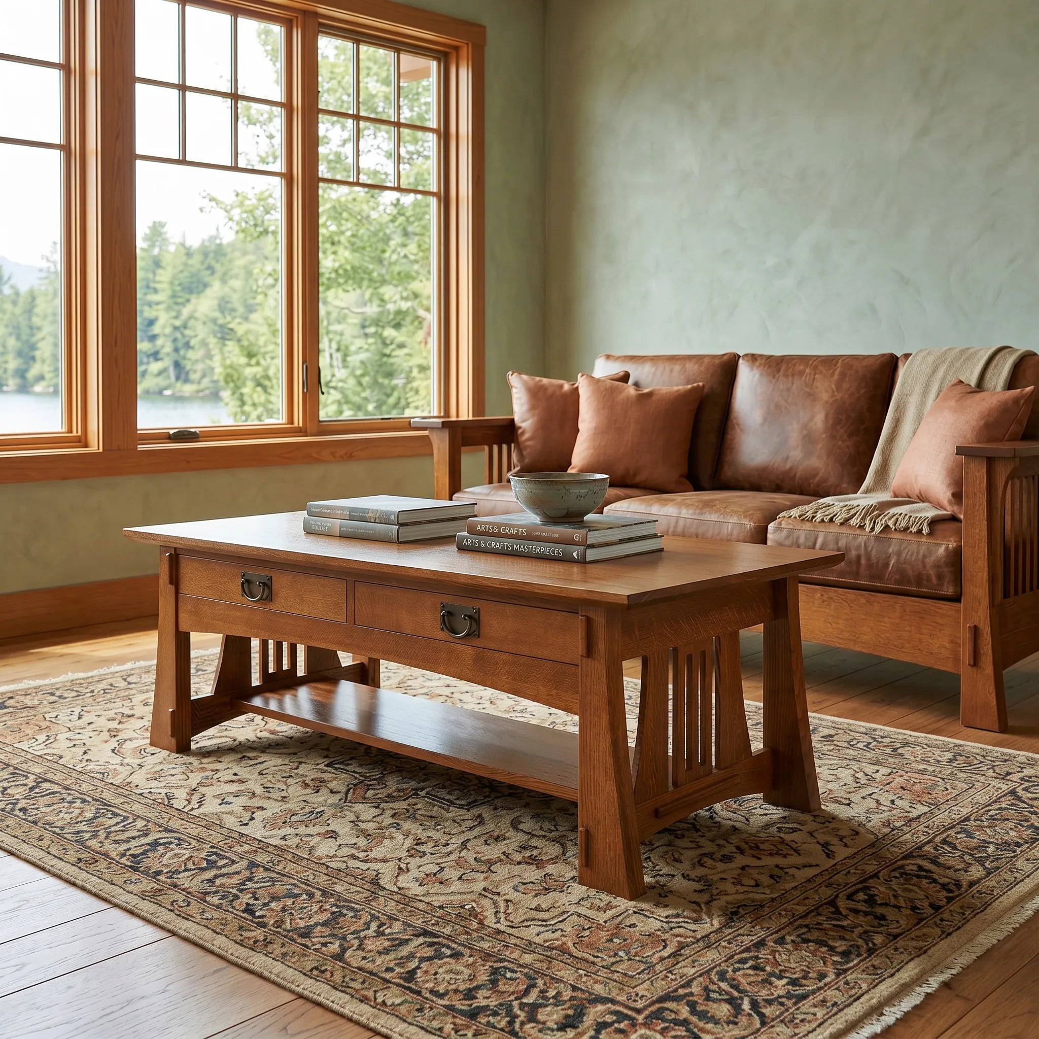 Bungalow Coffee Table - Antique Brown — shown with the matching collection