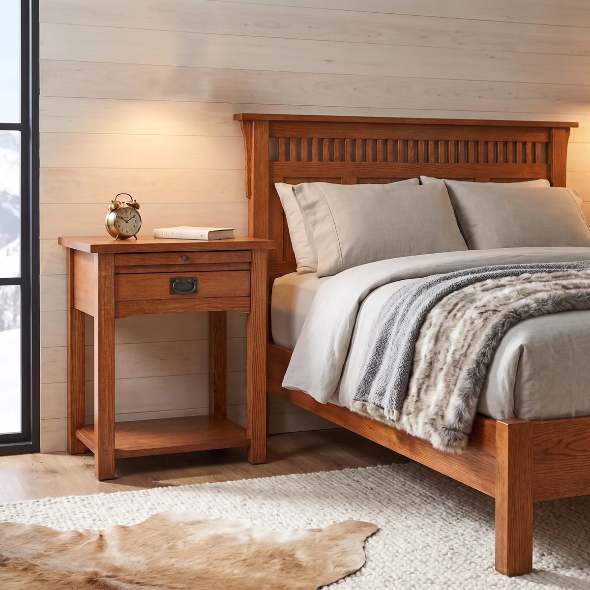 Mission 1-Drawer Tray Nightstand - Antique Brown