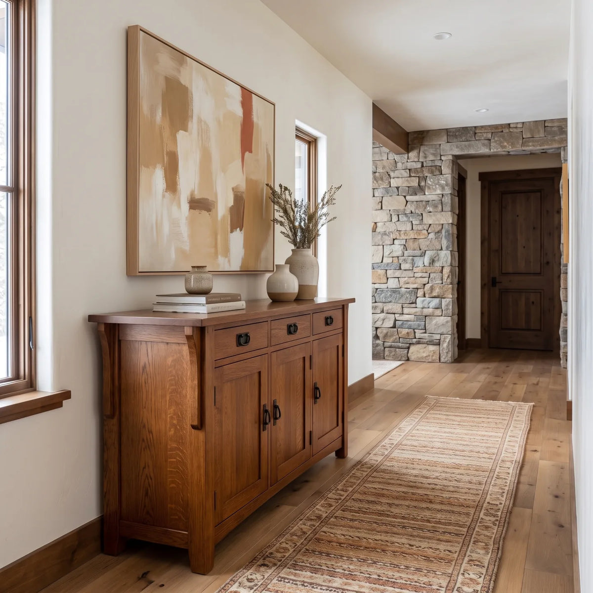 Mission 3-Door Console - Antique Brown