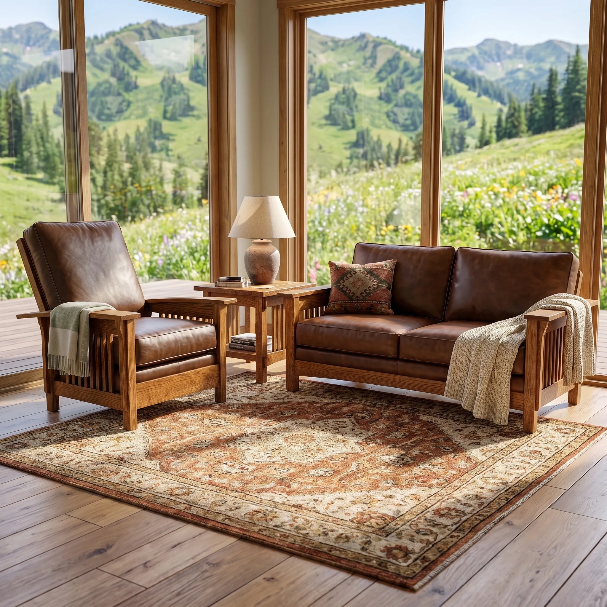 Morris Armchair - Solid Oak — shown with the matching collection