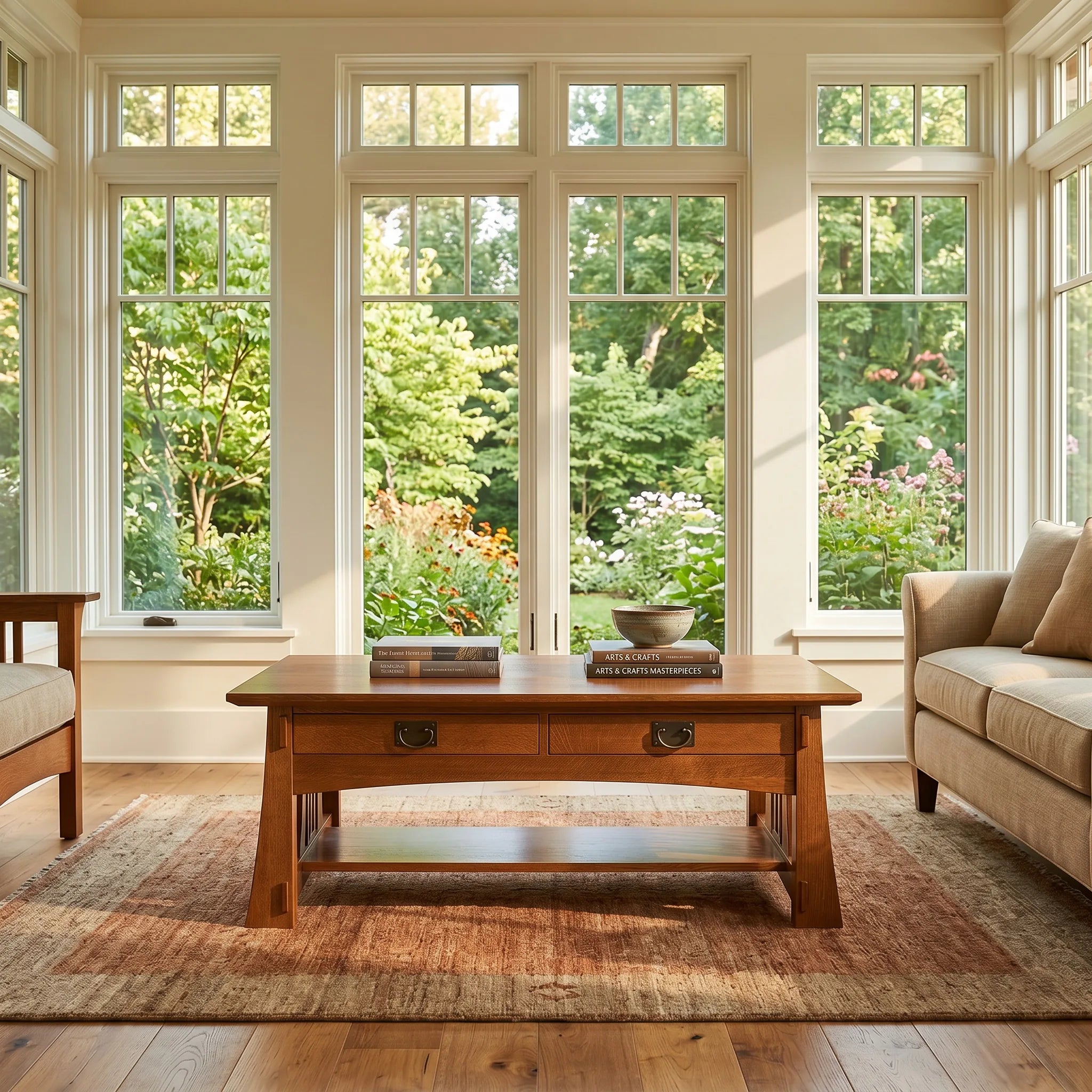 Bungalow Coffee Table - Antique Brown — styled in a room setting