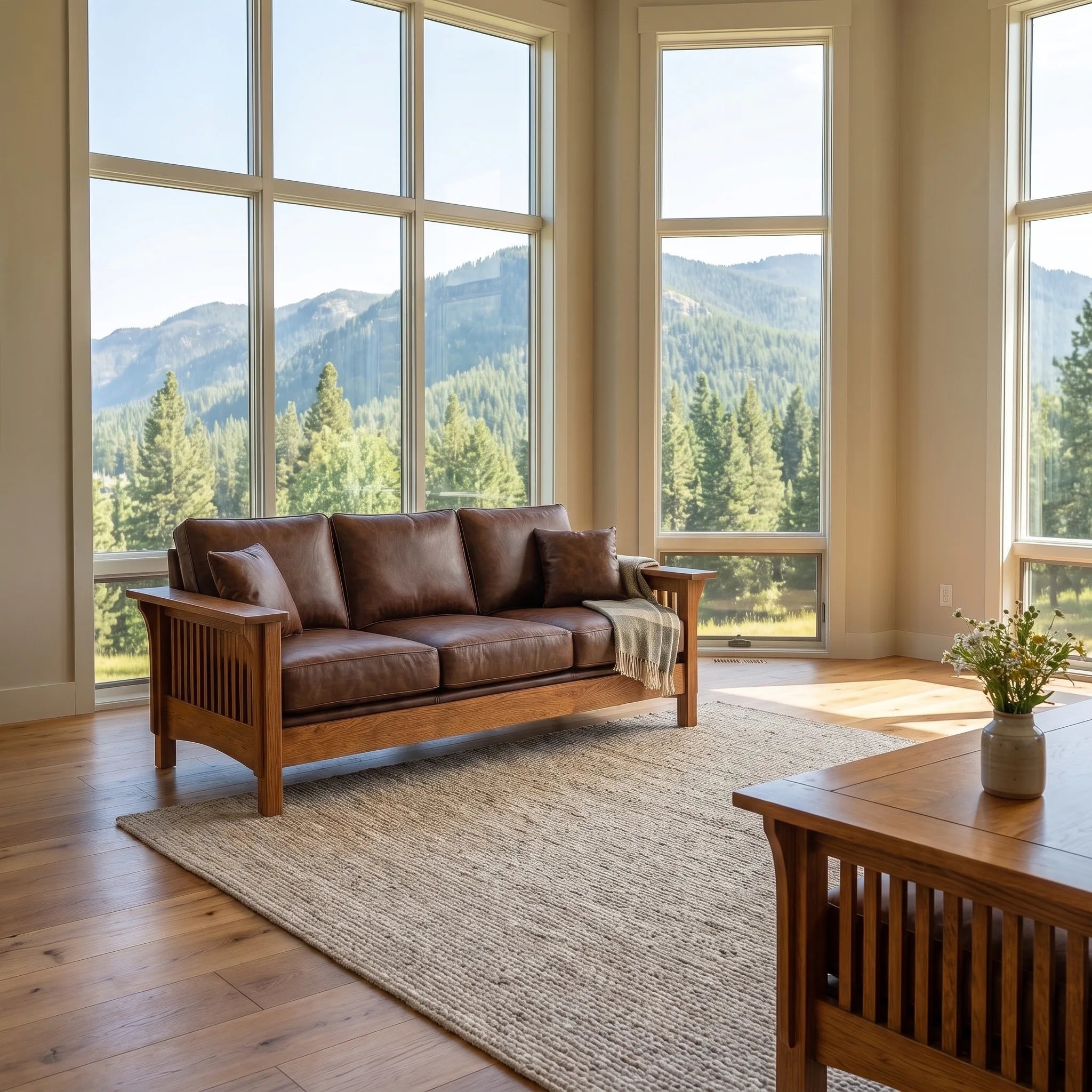 Sofa - Solid Oak — styled in a room setting