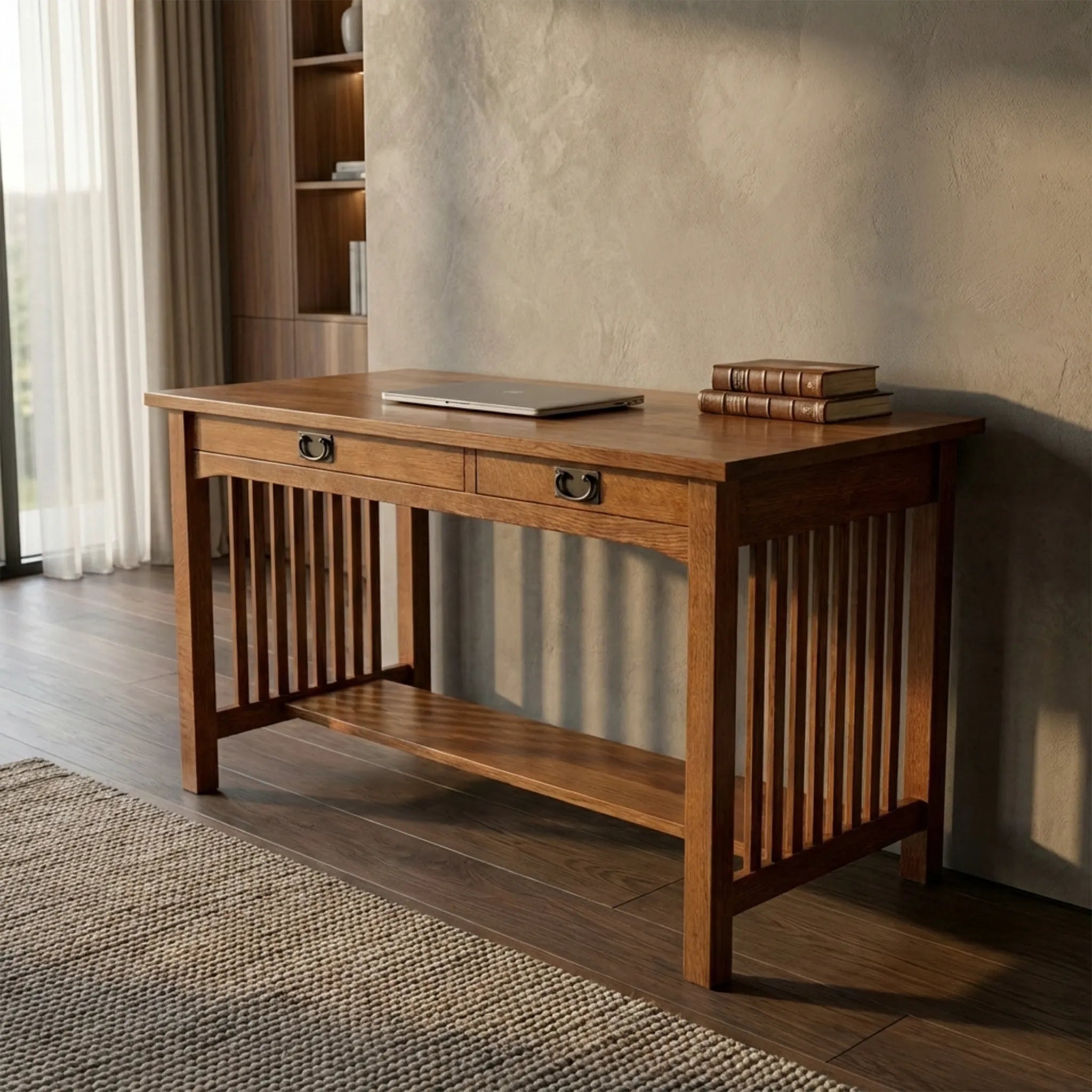Mission 2-Drawer Desk - Solid Oak _ 1009-deskLS
