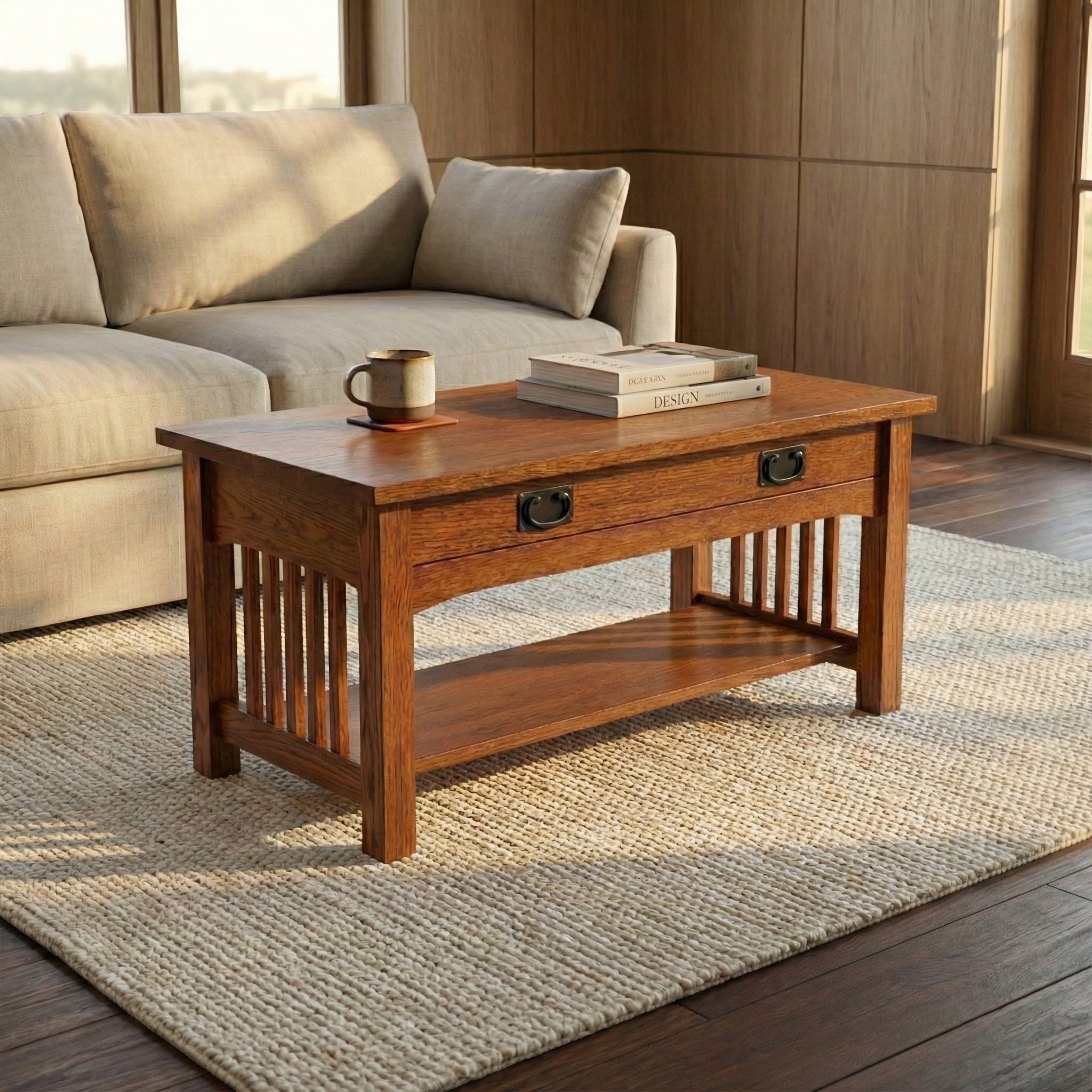 Narrow Coffee Table - Solid Oak