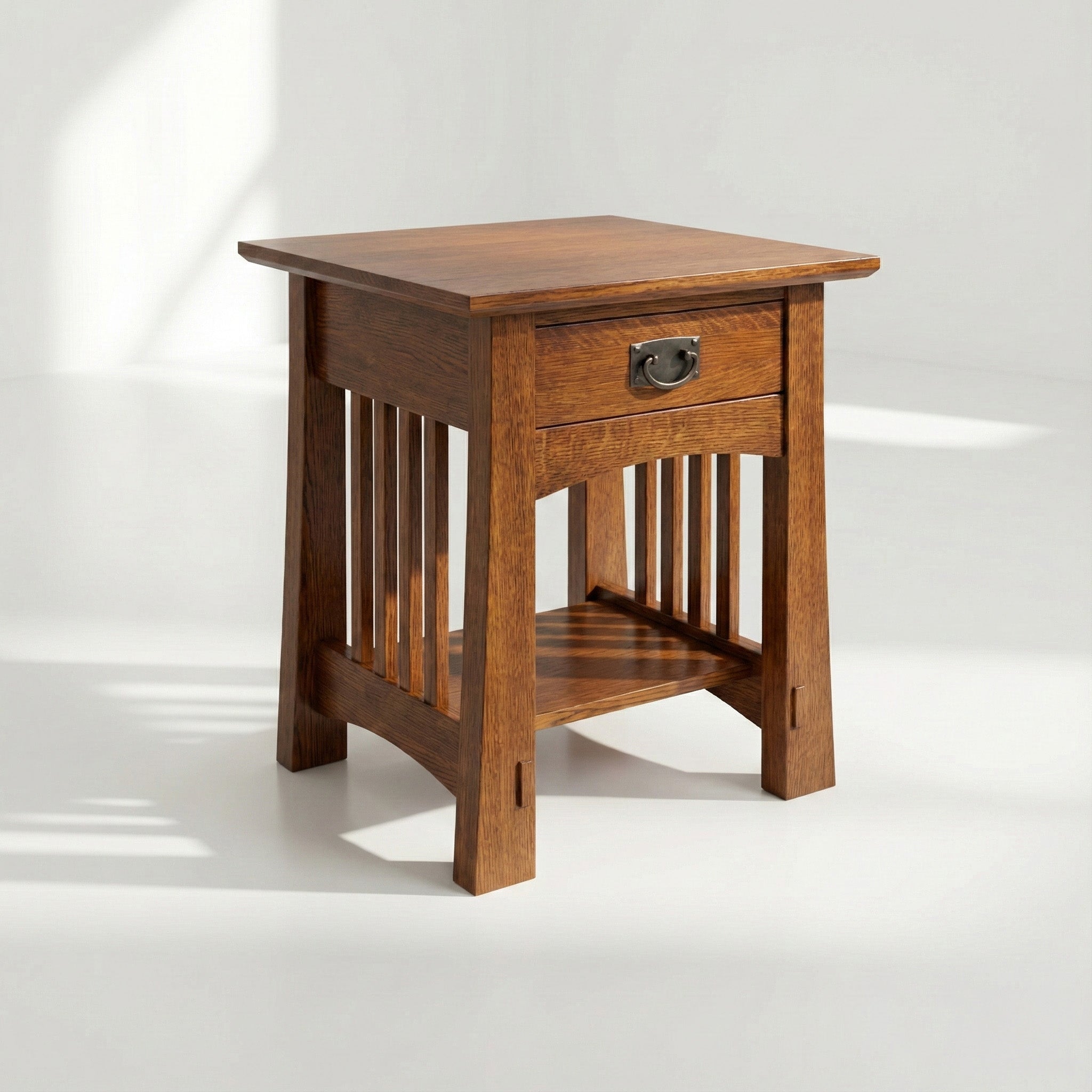 Narrow Single-Drawer Nightstand - Solid Oak