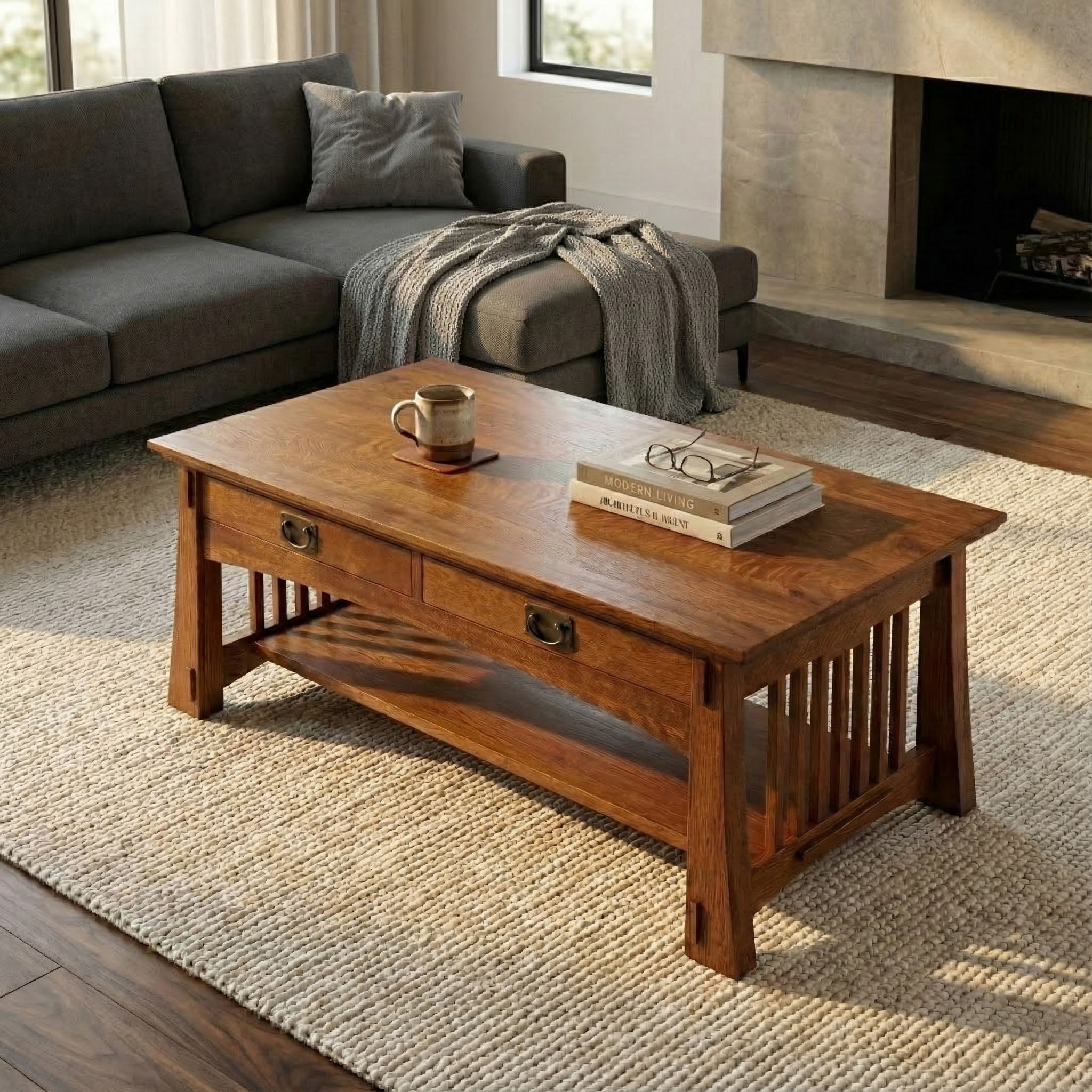 Curve-Leg Coffee Table - Solid Oak