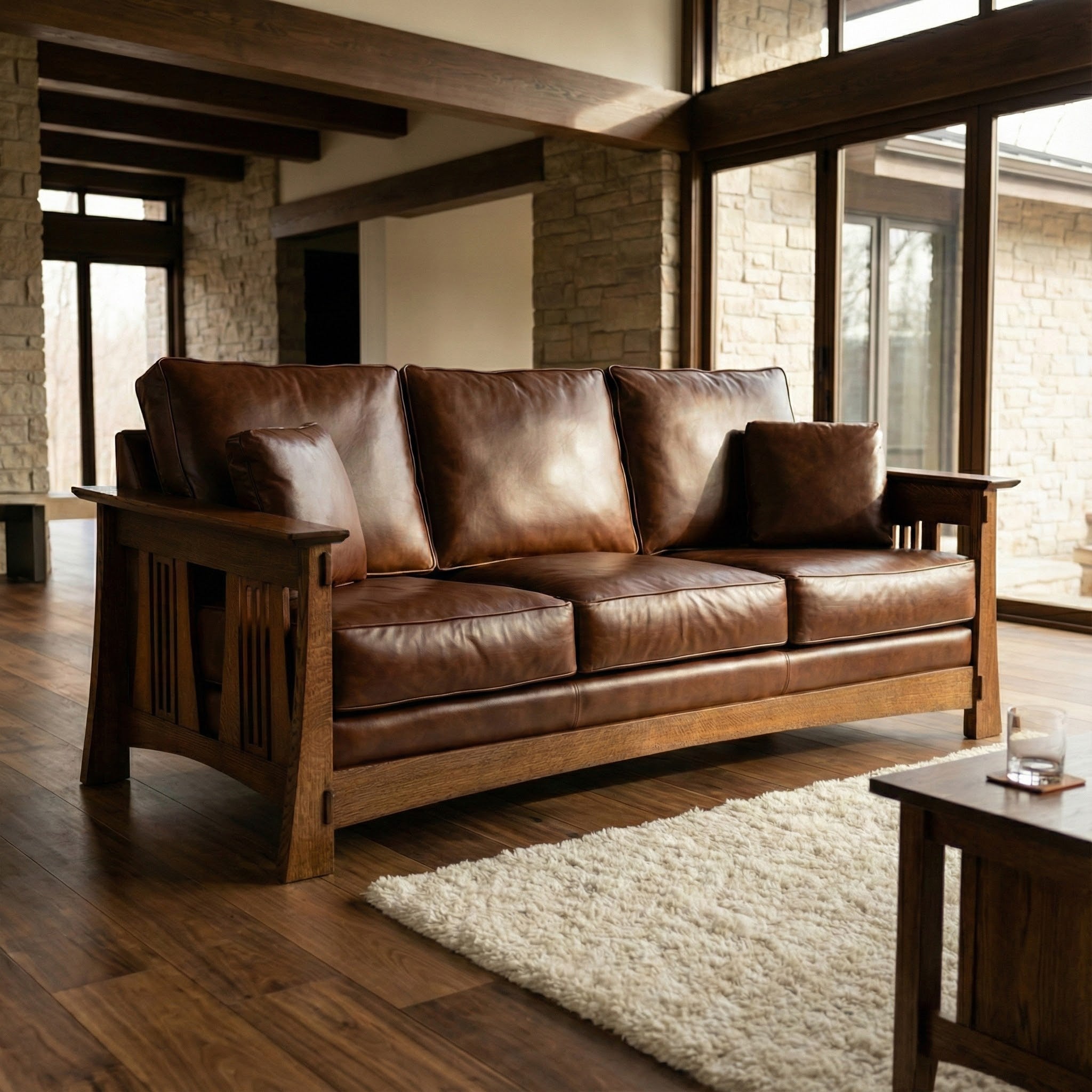 3-Seater Curve Sofa - Solid Oak