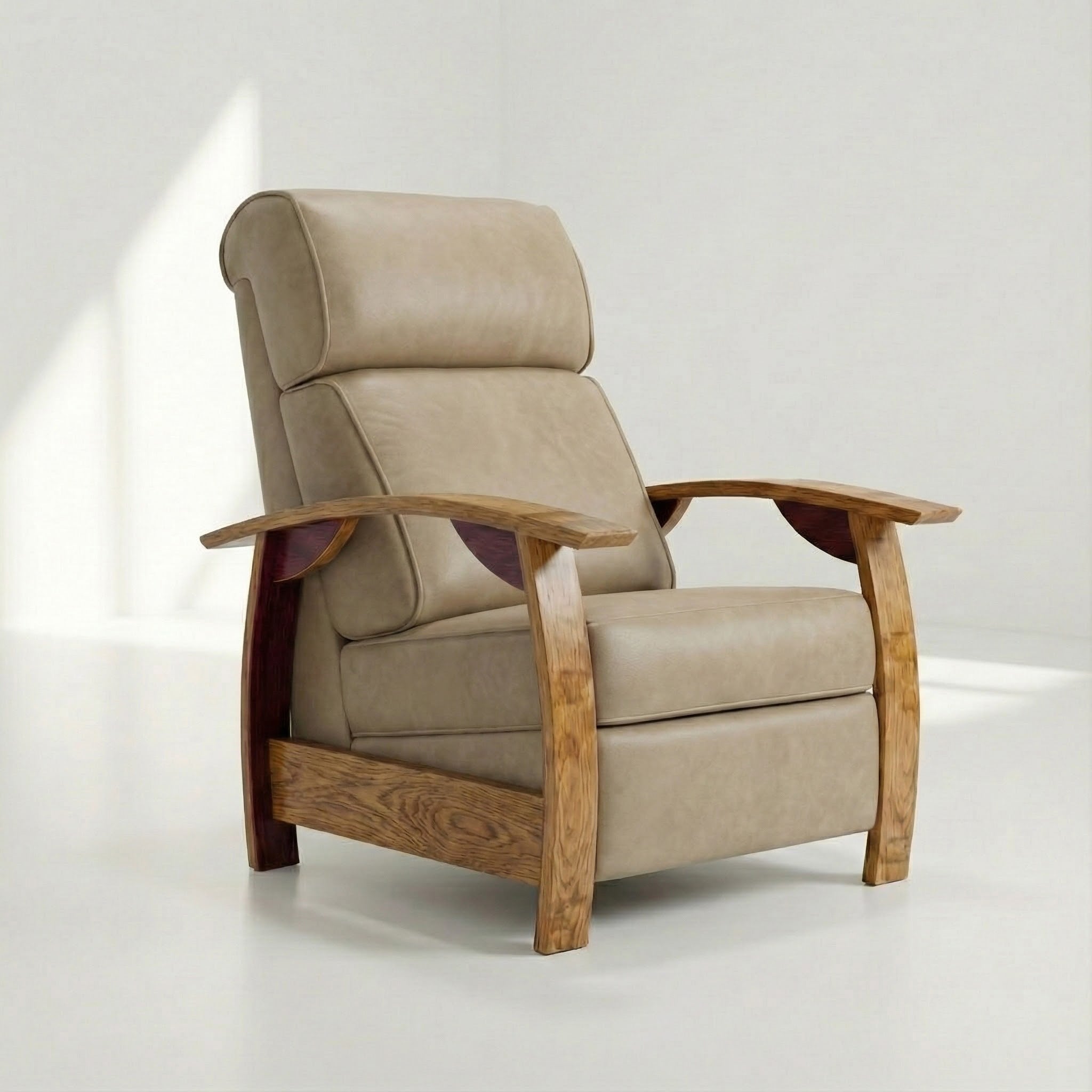 Wine Barrel Recliner - Beige Italian Leather
