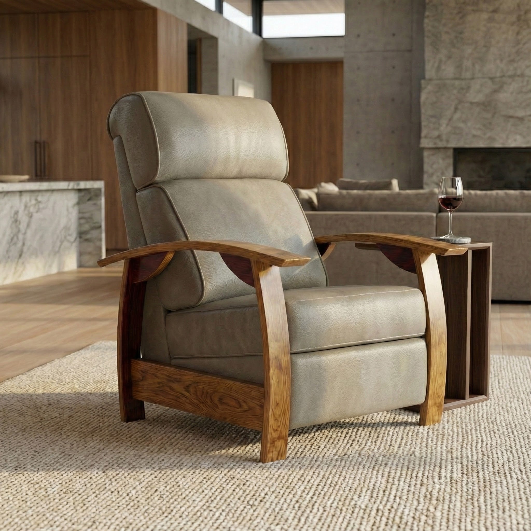 Wine Barrel Recliner - Dove Gray Italian Leather
