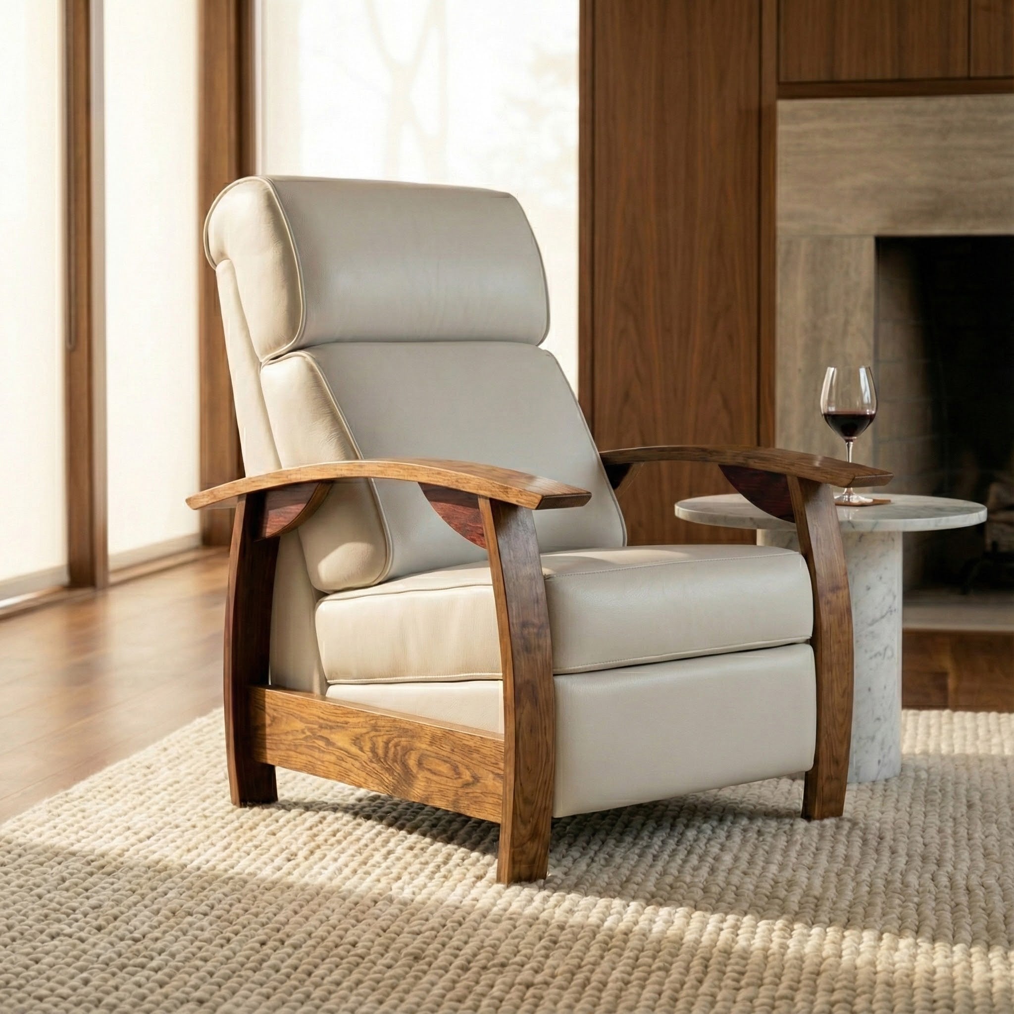Wine Barrel Recliner - Lunar Italian Leather